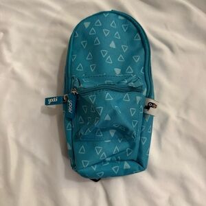 EUC Yoobi Mini Backpack Pencil Case in Teal Triangles Pattern